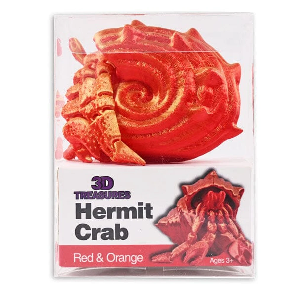 3D Treasures 3D-Printed Articulated Hermit Crab Fidget Toy (Multiple Colors)