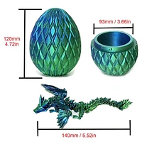 3D Printed Winged Dragon Scale Egg Fidget Toy - Green & Blue