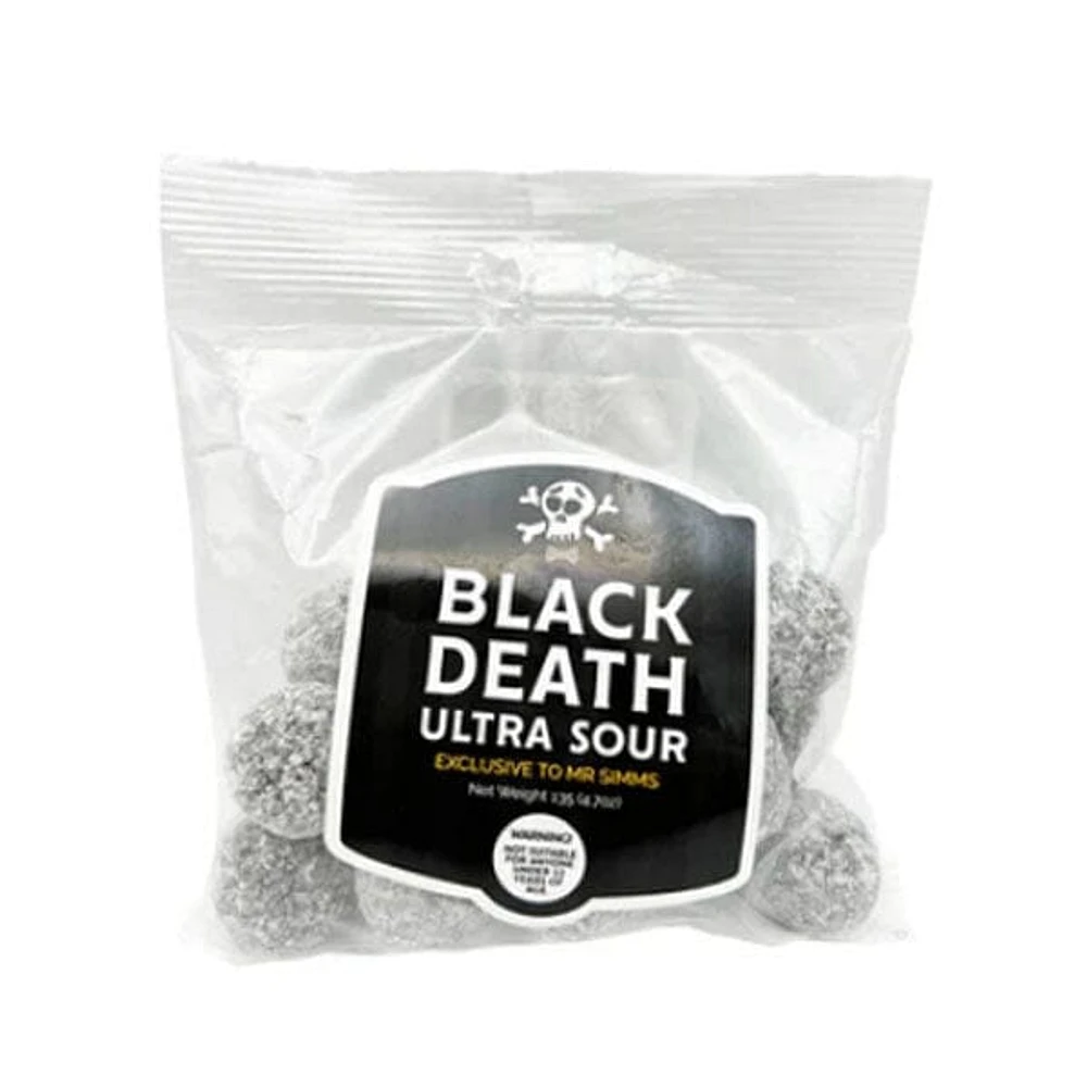 Mr. Simms Sweet Shoppe: Black Death Ultra Sour Hard Candy (Imported From England)