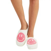 Smiley Face Plush Slippers for Indoors & Outdoors