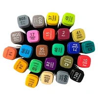TouchHero Double Tipped Alcohol Based Markers (24 Pack) 1mm & 6mm Tips