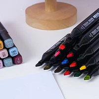 TouchHero Double Tipped Alcohol Based Markers (24 Pack) 1mm & 6mm Tips
