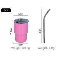 HydriEase Mini 3oz Vacuum Insulated Tumbler Shot Glass Cups With Straws (4pk)
