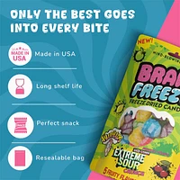 Brain Freeze x Warheads: Extreme Sour Crunch Freeze Dried Candy (2.2oz) Mixed Fruit Flavor