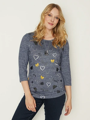 3/4-sleeve semi-fitted t-shirt