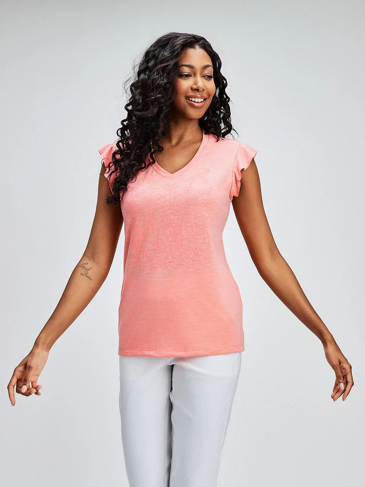 Short-sleeve semi-fitted t-shirt