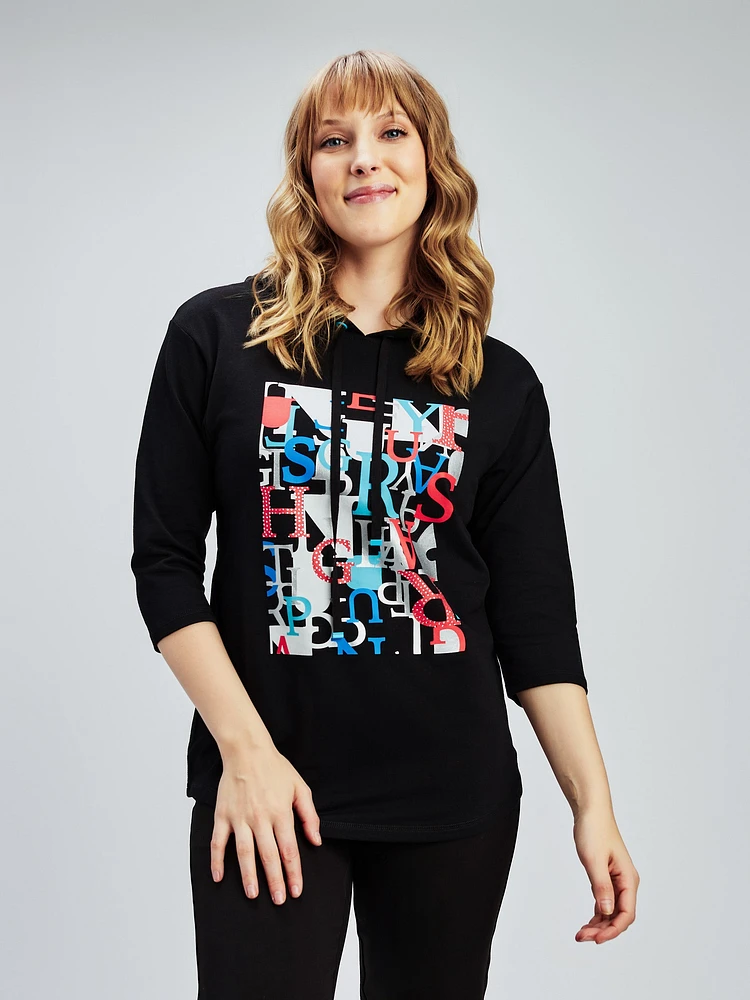3/4-sleeve semi-fitted t-shirt