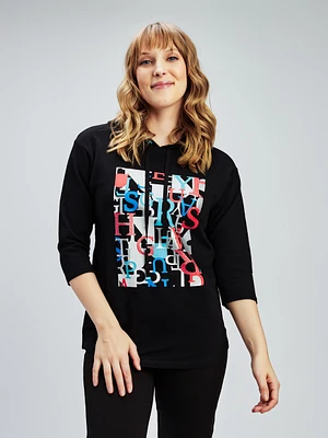 3/4-sleeve semi-fitted t-shirt