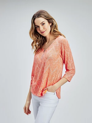 3/4-sleeve semi-fitted tunic