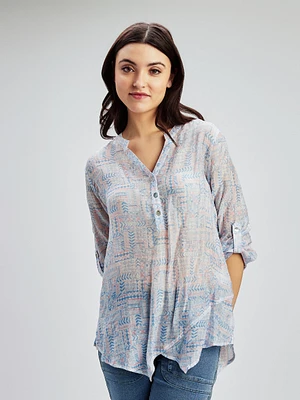 Blouse longueur tunique ample à manches 3/4