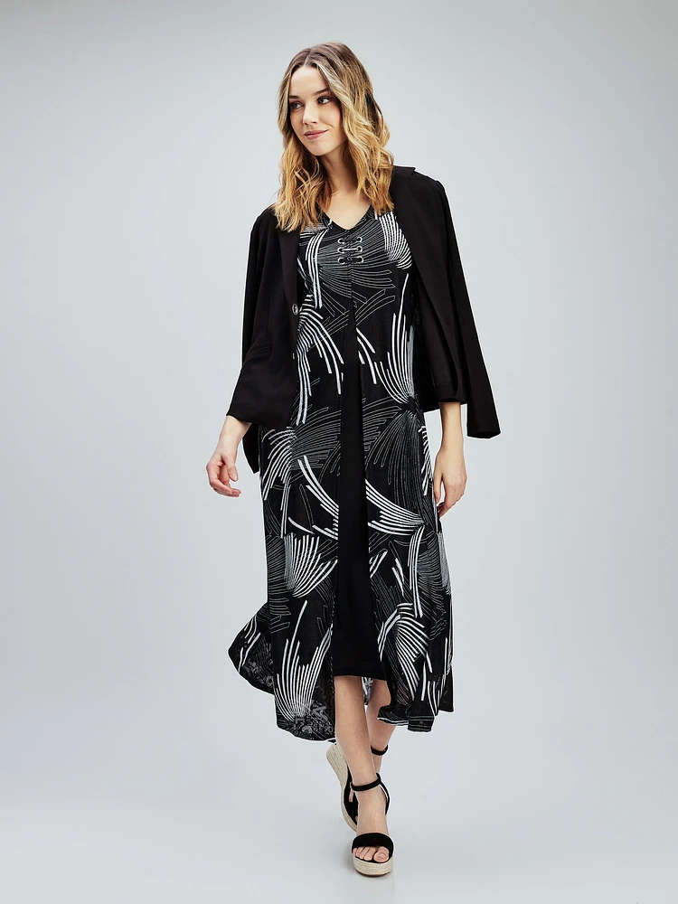 Flared maxi knit dress