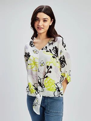 Blouse longueur tunique ample à manches 3/4