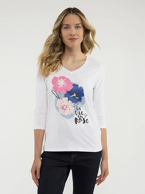 T-shirt semi-ajusté à manches 3/4