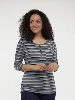 3/4-sleeve semi-fitted t-shirt