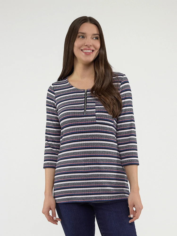 3/4-sleeve semi-fitted t-shirt