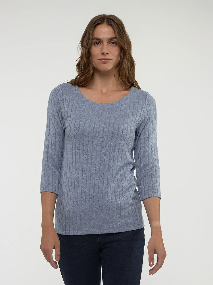 3/4-sleeve semi-fitted t-shirt
