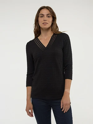 3/4-sleeve semi-fitted t-shirt