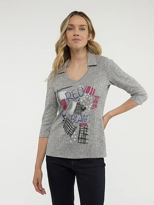 T-shirt semi-ajusté à manches 3/4