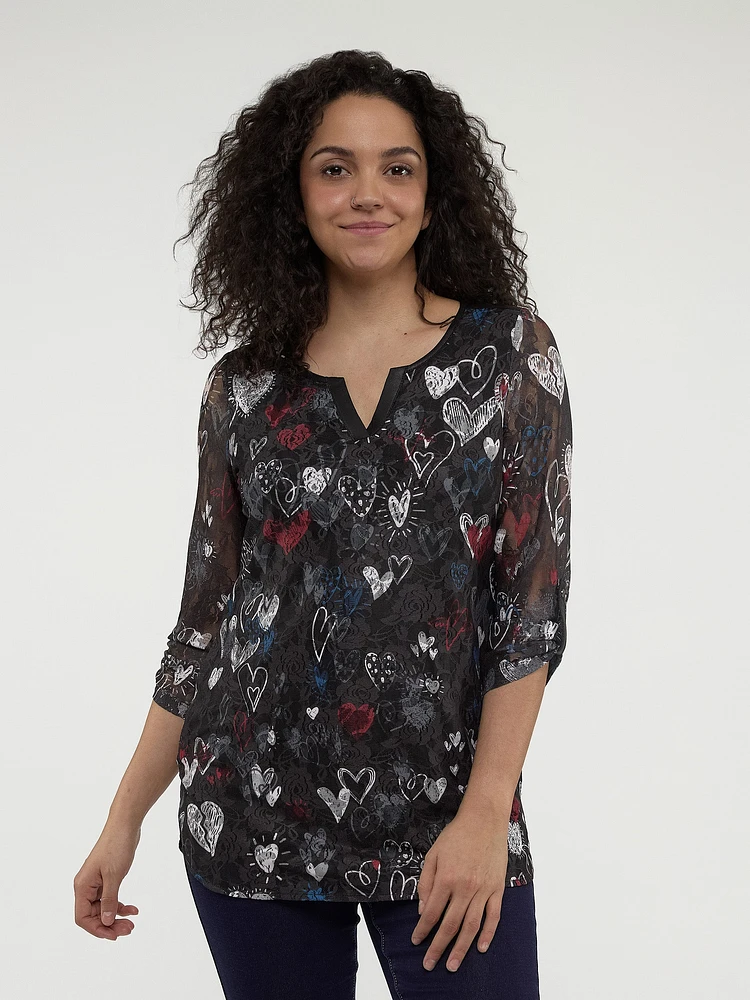 3/4-sleeve semi-fitted tunic