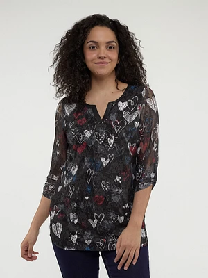 3/4-sleeve semi-fitted tunic