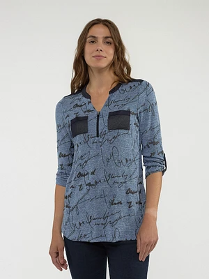 3/4-sleeve semi-fitted tunic