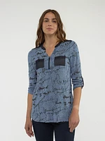 3/4-sleeve semi-fitted tunic