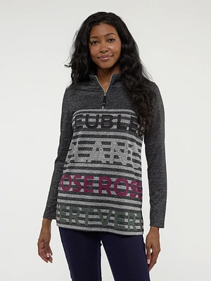 Tunique en tricot semi-ajustée à manches longues