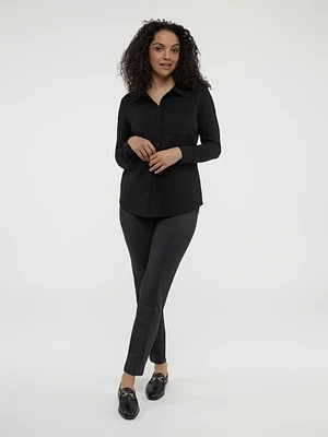 Long-sleeve semi-fitted blouse with buttons