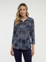 Blouse semi-ajustée à manches 3/4 avec boutons