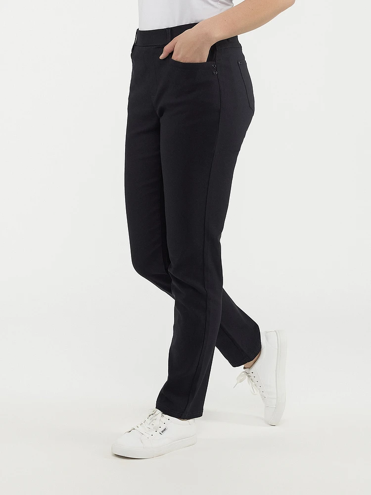 Narrow semi-fitted pull-on pant