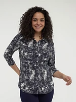 Blouse semi-ajustée à manches 3/4 avec boutons