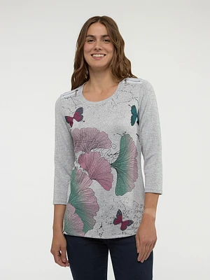 T-shirt semi-ajusté à manches 3/4