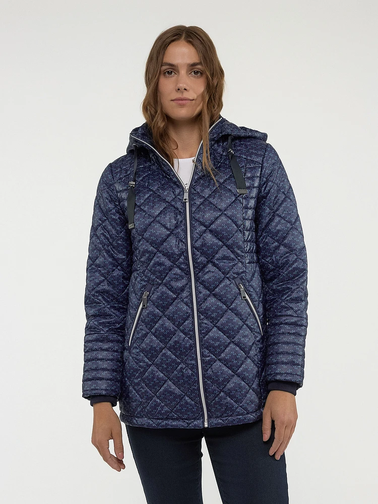 Semi-fitted mid-thigh coat