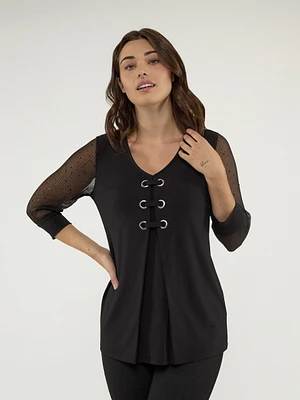 3/4-sleeve semi-fitted tunic