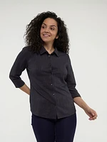 Blouse semi-ajustée à manches 3/4 avec boutons