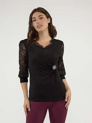 T-shirt semi-ajusté à manches 3/4