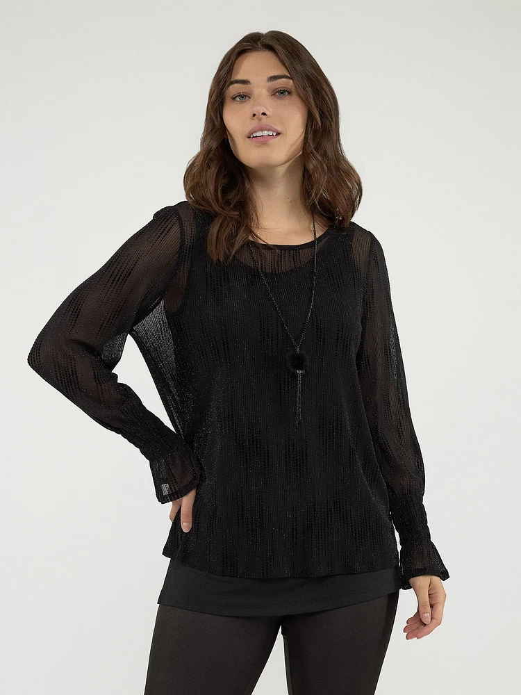 Tunique en tricot semi-ajustée à manches longues