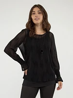 Tunique en tricot semi-ajustée à manches longues