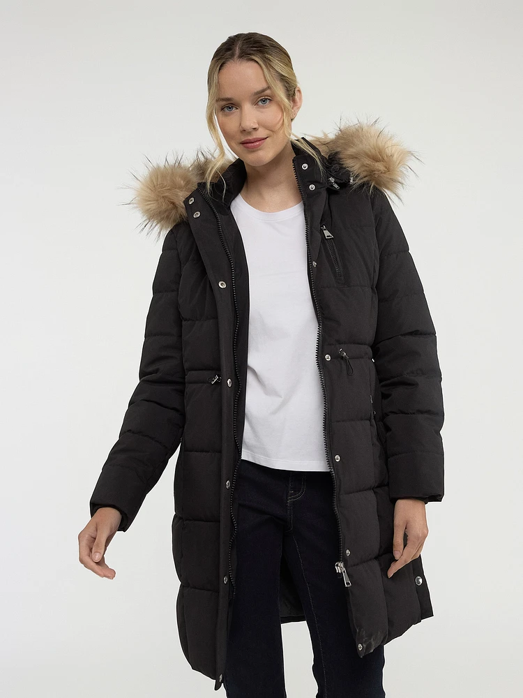 Long semi-fitted puffer jacket