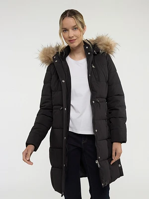 Long semi-fitted puffer jacket