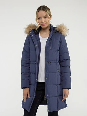 Long manteau matelassé semi-ajusté