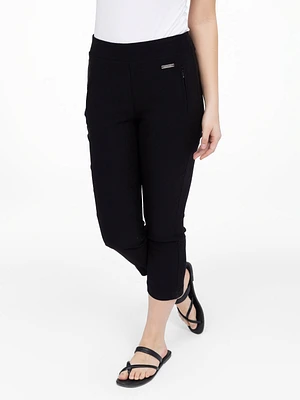 Narrow semi-fitted pull-on dress capri