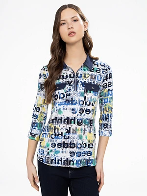 T-shirt semi-ajusté à manches 3/4