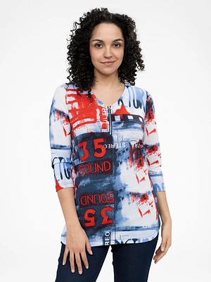 3/4-sleeve semi-fitted tunic
