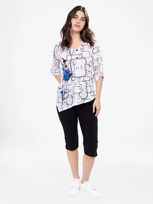 3/4-sleeve semi-fitted tunic