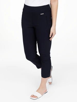 Narrow semi-fitted pull-on dress capri