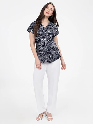 Blouse semi-ajustée à manches courtes avec boutons