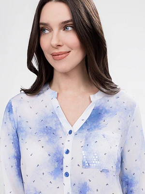 Blouse ample à manches 3/4 avec boutons