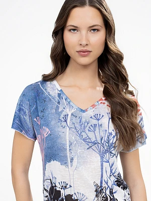 Short-sleeve semi-fitted tunic