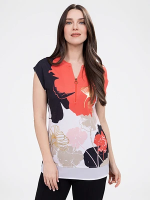 Short-sleeve semi-fitted tunic